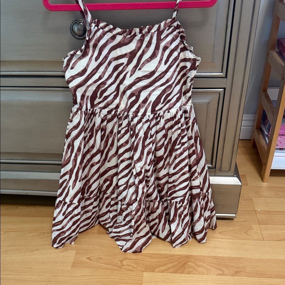 Janie and Jack Brown and White Zebra Print Dress
